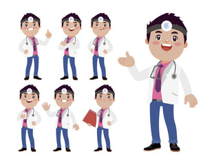Obraz premium Set of doctor with different poses