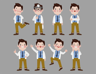 Fototapeta premium Set of doctor with different poses