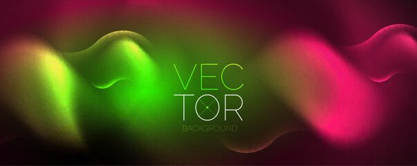 Neon glowing waves, magic energy space light concept, abstract background wallpaper design