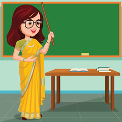 Indian Teacher talking with students. Indian lady teacher 
