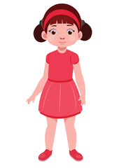 Little Girl Character, studying at school