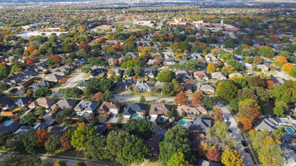 Residential neighborhood mixed of Church, School district and row of single-family house with...