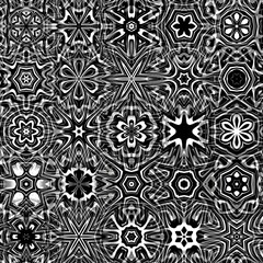 Fractal complex black white patterns - Mandelbrot set detail, digital artwork for creative graphic