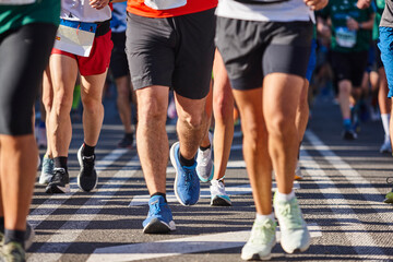 Runners on the street. Healthy lifestyle. Marathon. Athletics