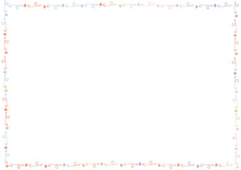 Frame of Rainbow line watercolor hand painted illustrations with blank space background
