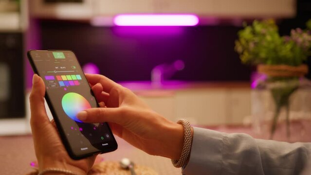 Controlling Smart Home Light. Close up