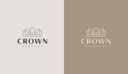 Crown Monoline Logo. Universal creative premium symbol. Vector sign icon logo template. Vector illustration