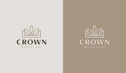 Crown Monoline Logo. Universal creative premium symbol. Vector sign icon logo template. Vector illustration