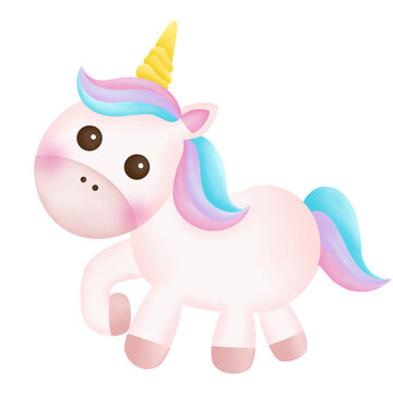 Illustration of a cute unicorn. kawaii unicorn character collection. © windmill