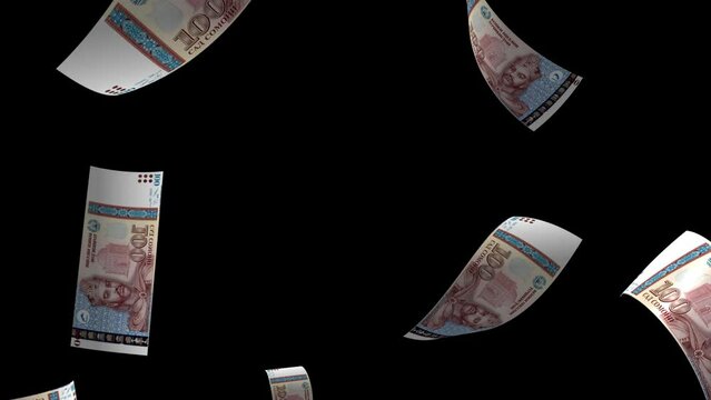 Falling Tajikistan 100 Somoni Money Banknote