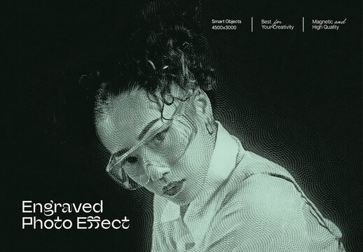 Engraved Photo Effect Mockup