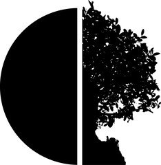Silhouette - Baum und Erdball in Kombination - Nachhaltigkeit und CO2 Neutralität