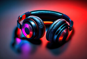 Obraz na płótnie Canvas headphones on red background