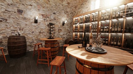 Realistic 3D Render of Winery Restaurant