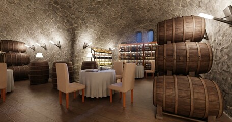 Realistic 3D Render of Winery Restaurant