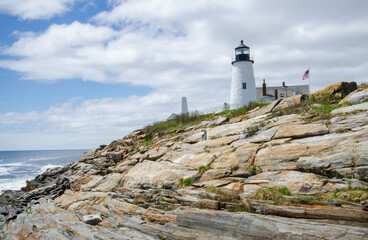 Fototapeta na wymiar Pemaquid Point Lighthouse, Lighthouse in Bristol, Maine