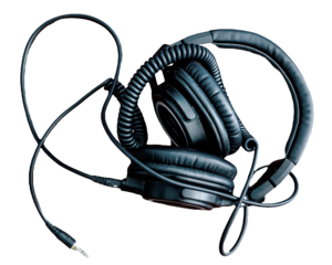 Top view headphones isolated photo