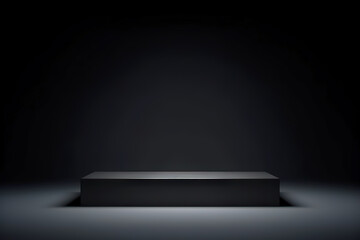 Black Pedestal Display on Dark Background. created with Generative AI