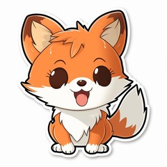 A cute chibi Fox sticker with a white background, radiating adorable and lovable vibes. The chibi Fox is depicted in a small and super deformed style, cute fox sticker, Generative AI