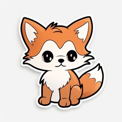 A cute chibi Fox sticker with a white background, radiating adorable and lovable vibes. The chibi Fox is depicted in a small and super deformed style, cute fox sticker, red fox cartoon, Generative AI
