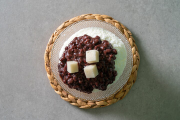 Korean food dish meal patbingsu, adzuki-bean ice dessert