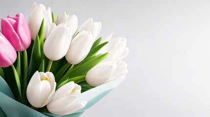 A Gift of Tulips for Mother's Day and Women's Day Celebrations. Generative AI.