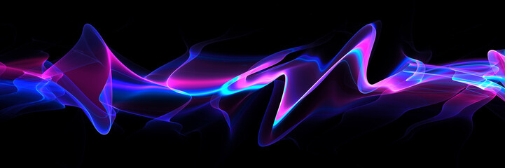 Abstract fractal neon smoke wave banner.