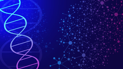 Molecular structure with DNA strand for medical, chemistry and science concept background.