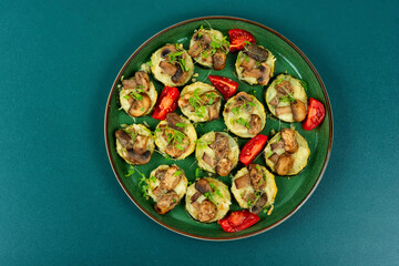 Grilled zucchini on plate