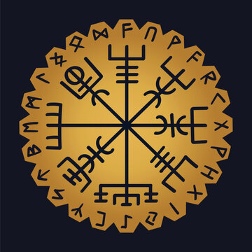 golden Aegishjalmur viking helm of awe runes