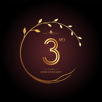 3rd anniversary logo with golden number for celebration event, invitation, wedding, greeting card, banner, poster, and flyer Golden tree vector design