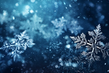 Fototapeta na wymiar Blue christmas background with snowflakes. ai
