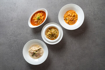 Korean food dish meal Cream tteokbokki Spicy stir-fried rice cake Jalapeno Oil Rosé
