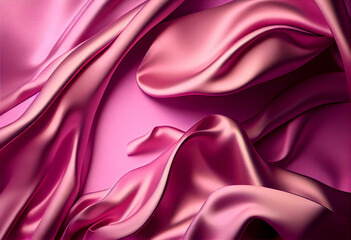 Smooth luxury elegant pink silk or satin texture pattern abstract background. Generative AI