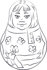 Roly-poly doll in vector. Line art.
Tumbler toys (roly-poly) for kids. Vector illustration of a children's roly-poly toy. Illustrations of toys for children.
