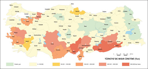 Turkiye Maize Production Map, Geography Lesson, Agriculture in Turkiye, Egypt, Turkiye Map