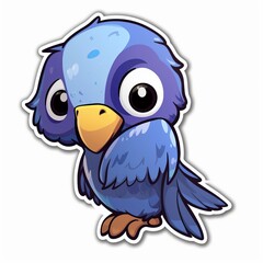 A lovable and endearing chibi Hyacinth Macaw sticker with a white background, radiating warmth and affection in its cute chibi form, Generative AI