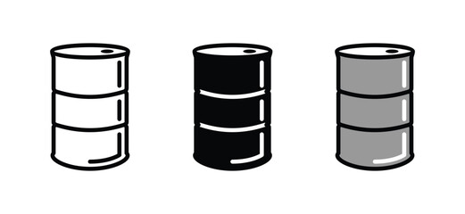Barrel or Oil drum container icon in thin line, flat, and color style with editable stroke on white background. Beer and brewing sign and symbol. Vector illustration
