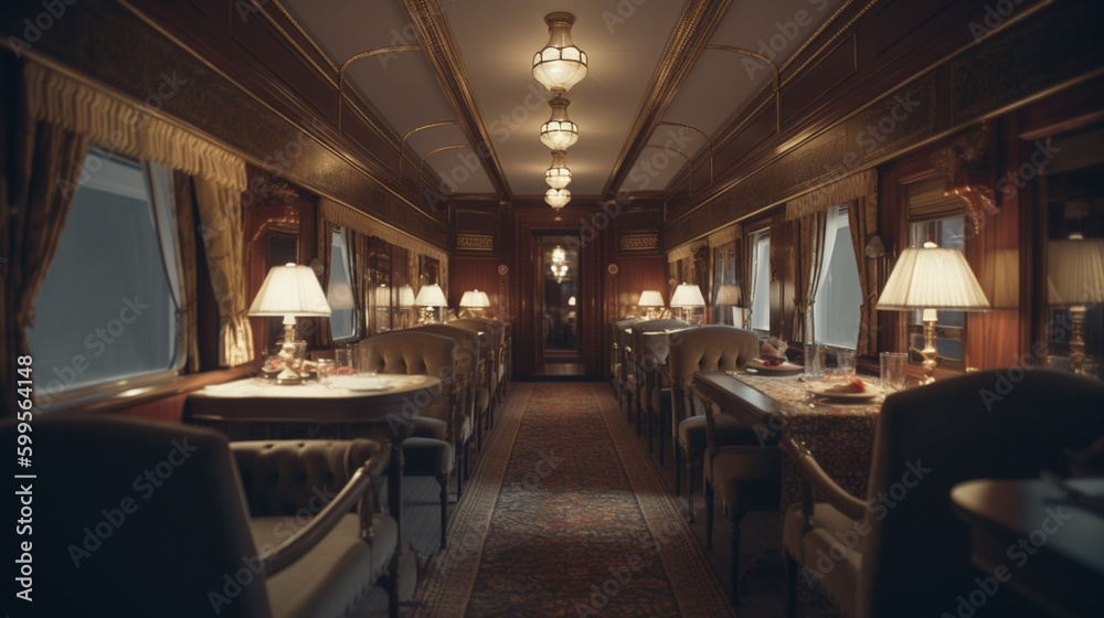 Wall mural A luxury passenger train with comfortable cabins Generative AI 