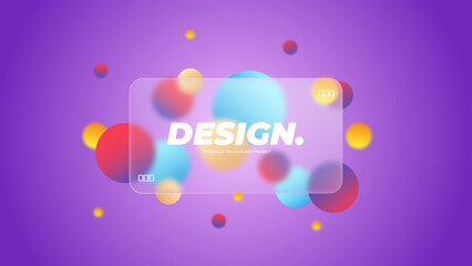 Glassmorphism Promotion Banner Template. Banner with gradient blurred circles and editable text.