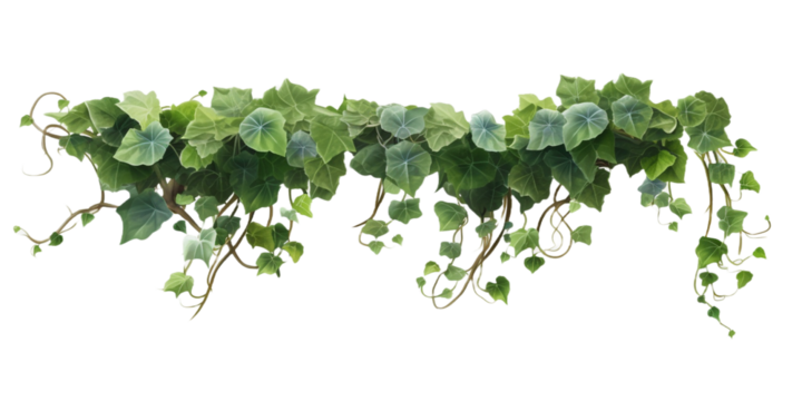 green ivy leaves isolated on white background, transparent background cutout