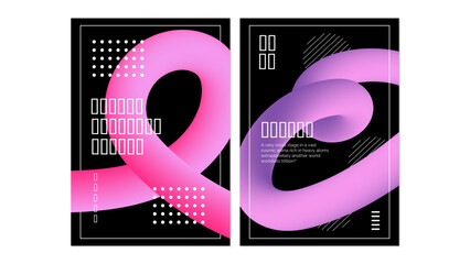 2 Blending Gradient Posters. Abstract Wave. Vector Graphic Template with editable texts.