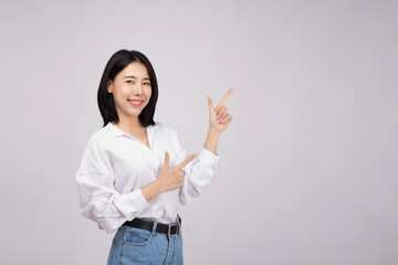 Portrait smile confident asian business woman   on white background