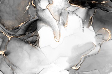 Abstract fluid art with alcohol ink technique painting, and decorated with gold foil glitter splash luxurious. Suitable for backgrounds, banners, invitation cards, or cosmetic products.