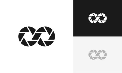 Infinity shutter camera photography logo design vector