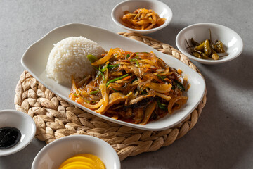 Sweet and sour pork Korean food dish meal Rice with Stir-fried Glass Noodles and Vegetables Stir-fried Seafood and Vegetables Spicy Seafood Noodle Soup