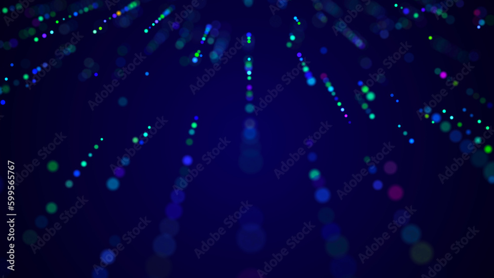 Poster abstract digital science background. a stream of luminous particles. big data visualization. 3d rend