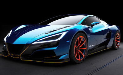 Obraz na płótnie Canvas Electric supercar sci fi design, fantastic sports car modern project. Generative Ai.