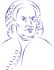 vector illustration portrait of classical music composer Johann Sebastian Bach