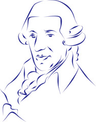 vector illustration portrait of classical music composer Joseph Haydn